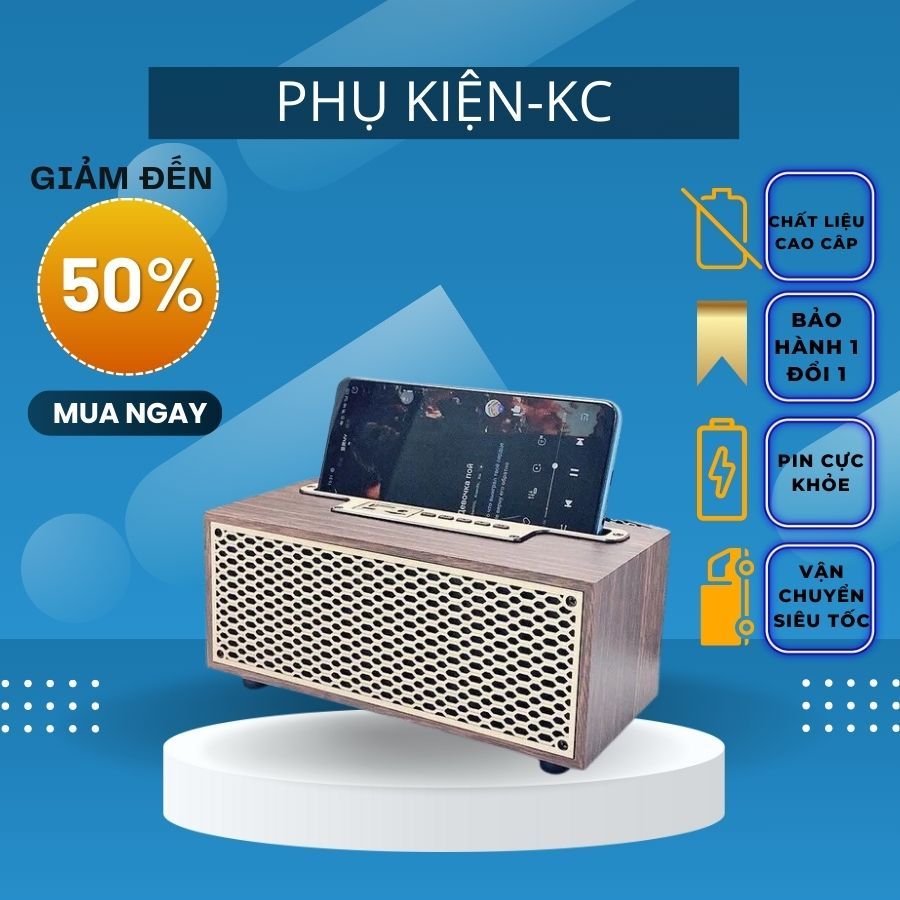 Loa Bluetooth XM-5H Vỏ Gỗ Công Suất 8W, Bass Trầm Ấm, Có Khe Giá Đỡ Điện Thoại Và Khe Cắm Thẻ Nhớ Bả