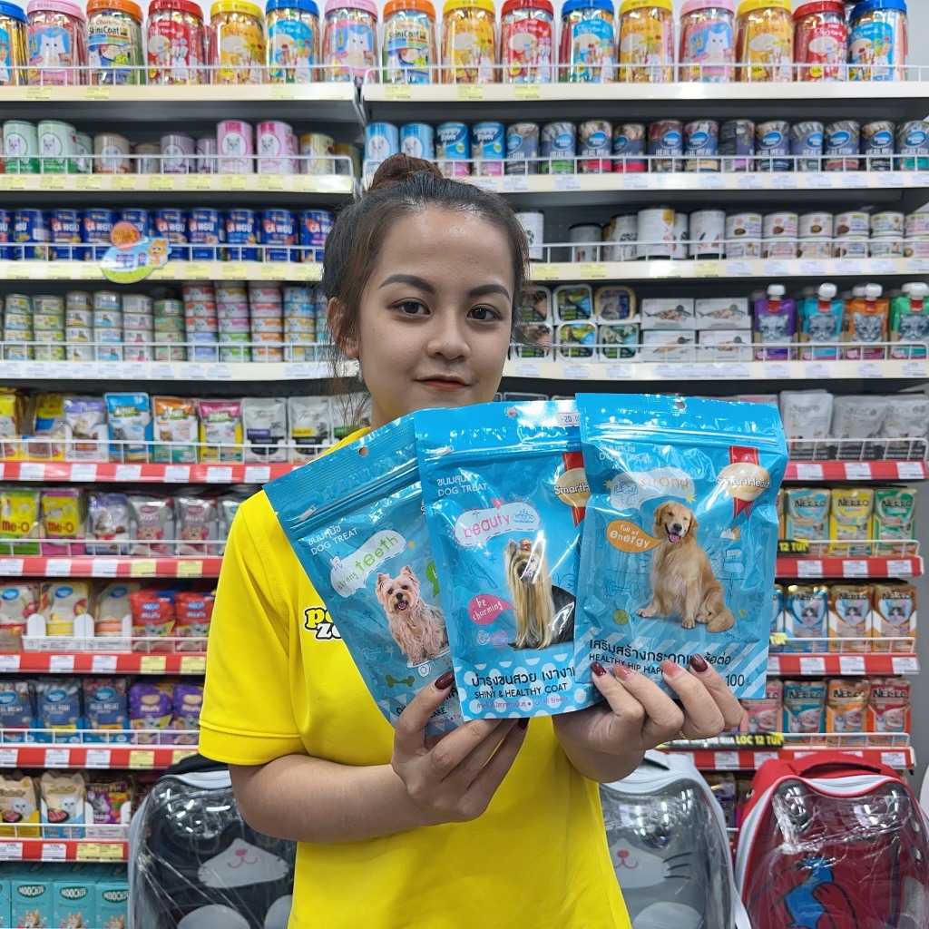 Bánh thưởng cho chó SmartHeart - Snack làm sạch răng - Snack làm chắc xương - Snack dưỡng lông cho chó - Túi zip 100g