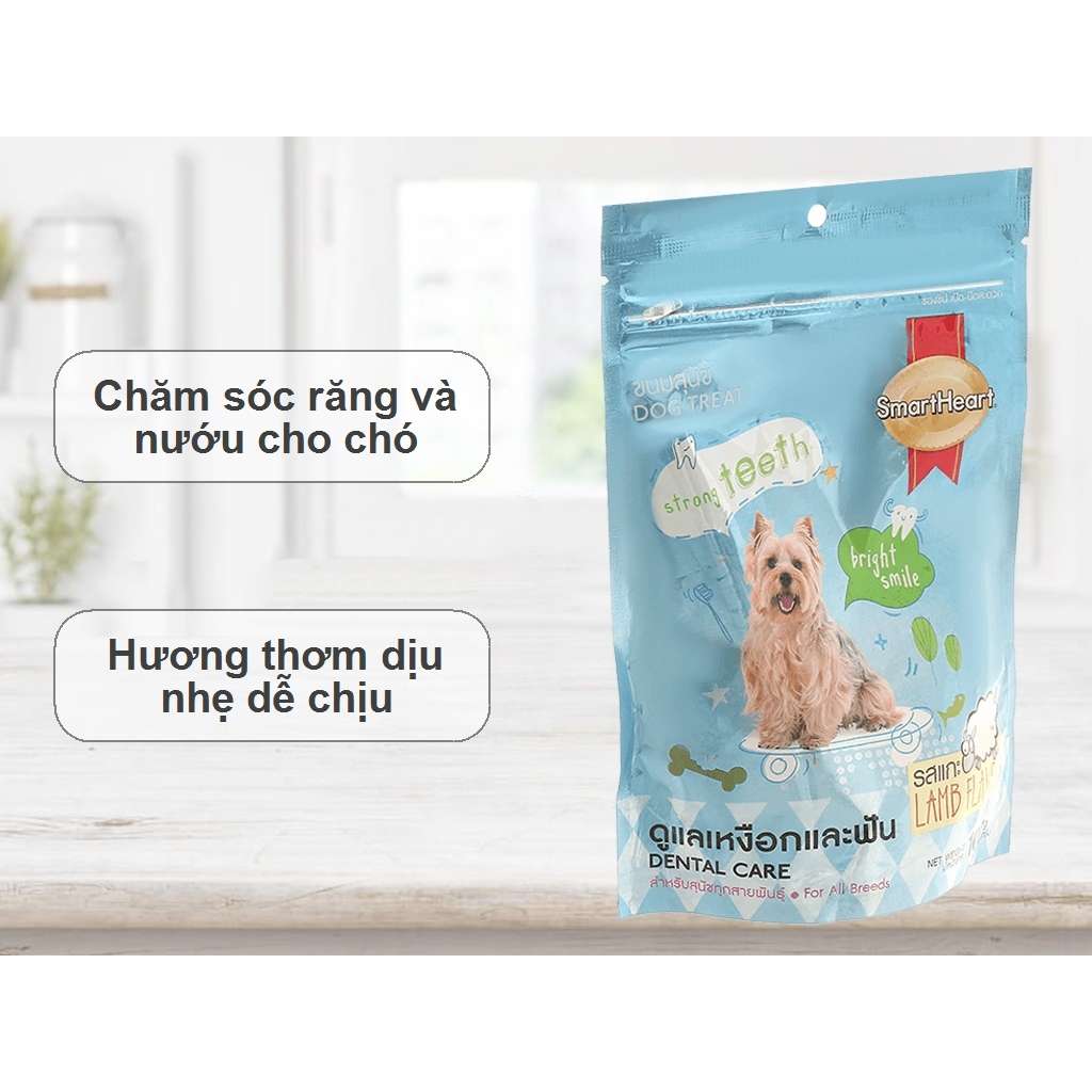 Bánh thưởng cho chó SmartHeart - Snack làm sạch răng - Snack làm chắc xương - Snack dưỡng lông cho chó - Túi zip 100g