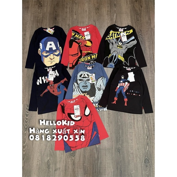 A601 - Áo thun dài tay siêu anh hùng bé trai