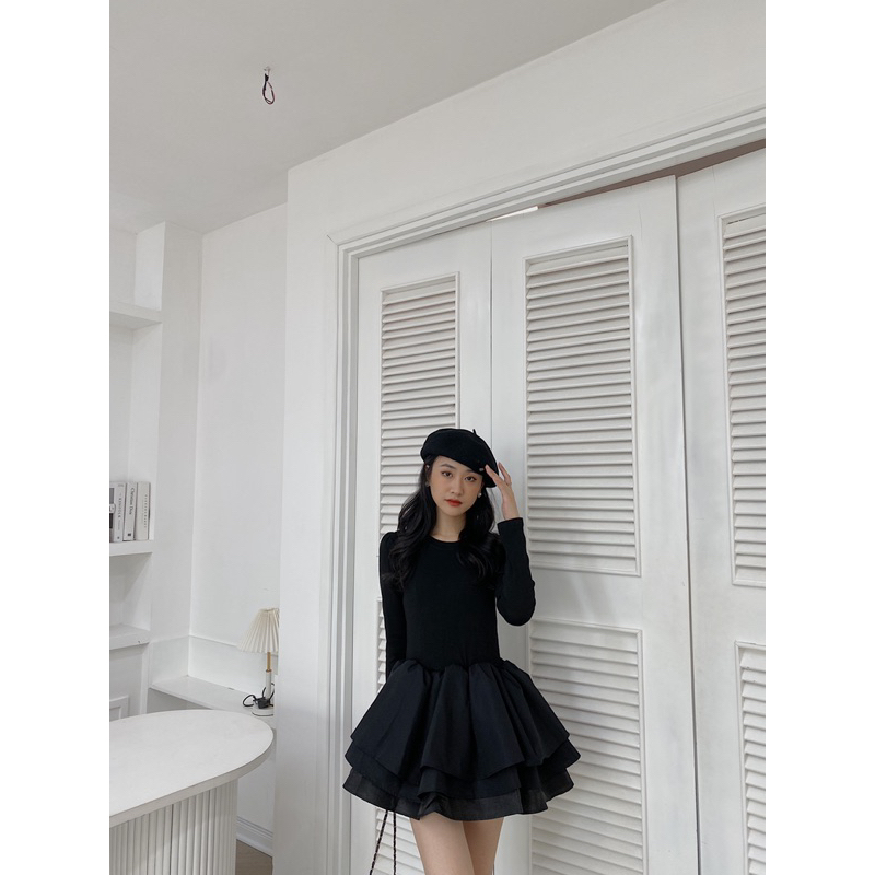 Váy đen dáng xoè nhiều tầng 408