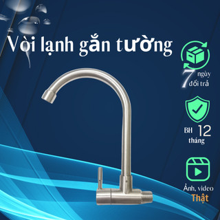 Vòi rửa bát gắn tường 1 đường nước, vòi gắn tường lạnh inox 304, vòi rửa chén lạnh sus 304