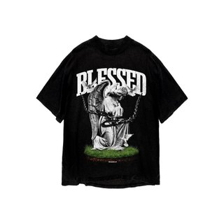 Áo thun in hình unisex nam nữ cotton cao cấp phong cách retro y2k thiên thần blessed màu đen trắng THS271123_12