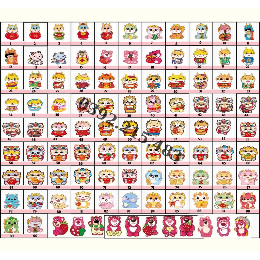 Set 50 bao lì xì chibi tết 2024, phong lixi chipi hình rồng dễ thương sỉ lẻ giá rẻ