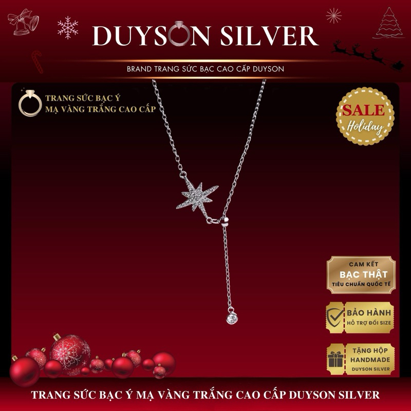 Dây chuyền bạc Ý 925 hình bông tuyết dây rút Duyson Silver, vòng cổ nữ đẹp cá tính