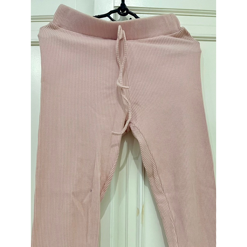 Set bộ thun gân tay dài quần dài hồng