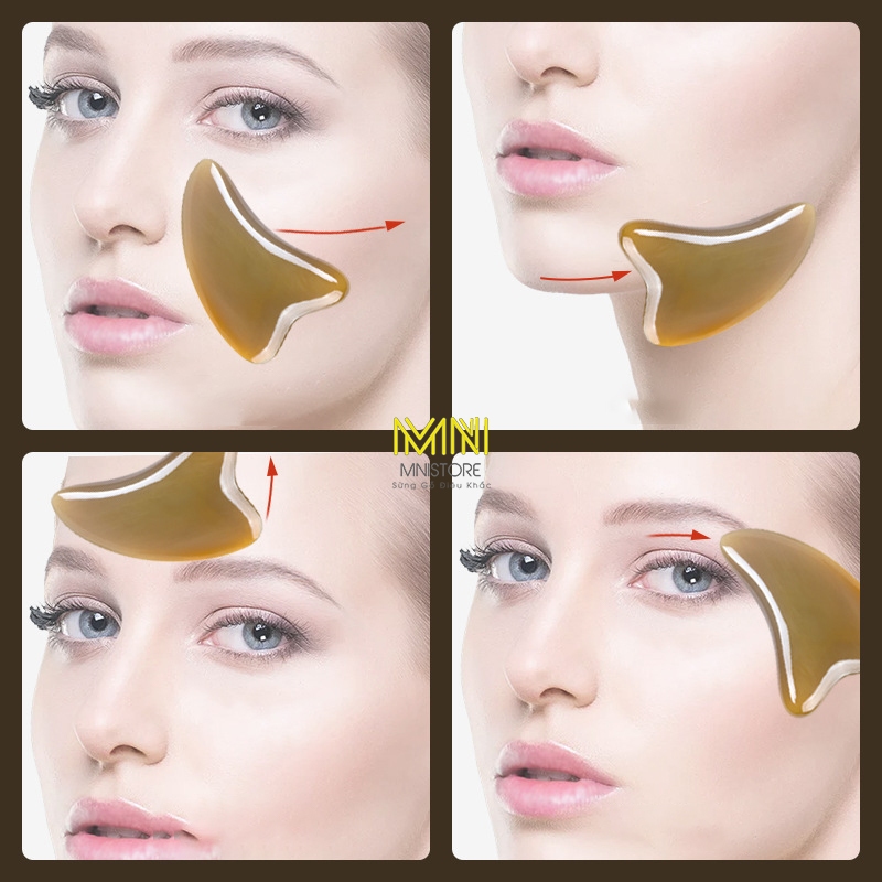 Dụng cụ massager sừng tim, kích thước 6,5-9,5cm, dày 4mm-1cm, massage da mặt,giảm quầng thâm bọng mắt, giảm sưng