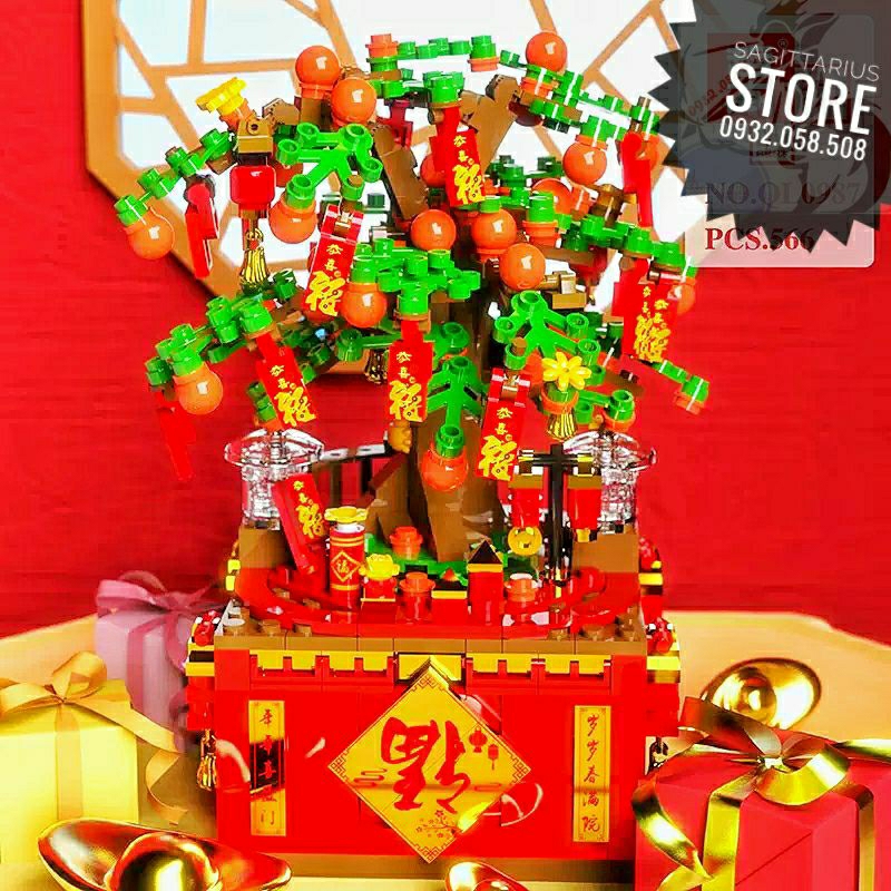 Bộ Xếp Hình QL0987 Lắp Ráp Music Box Cây Quất Tết