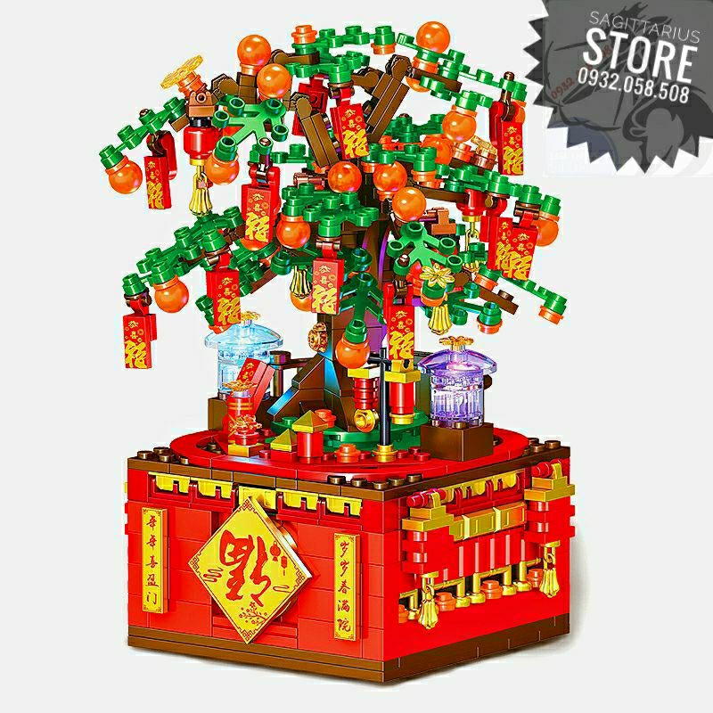Bộ Xếp Hình QL0987 Lắp Ráp Music Box Cây Quất Tết