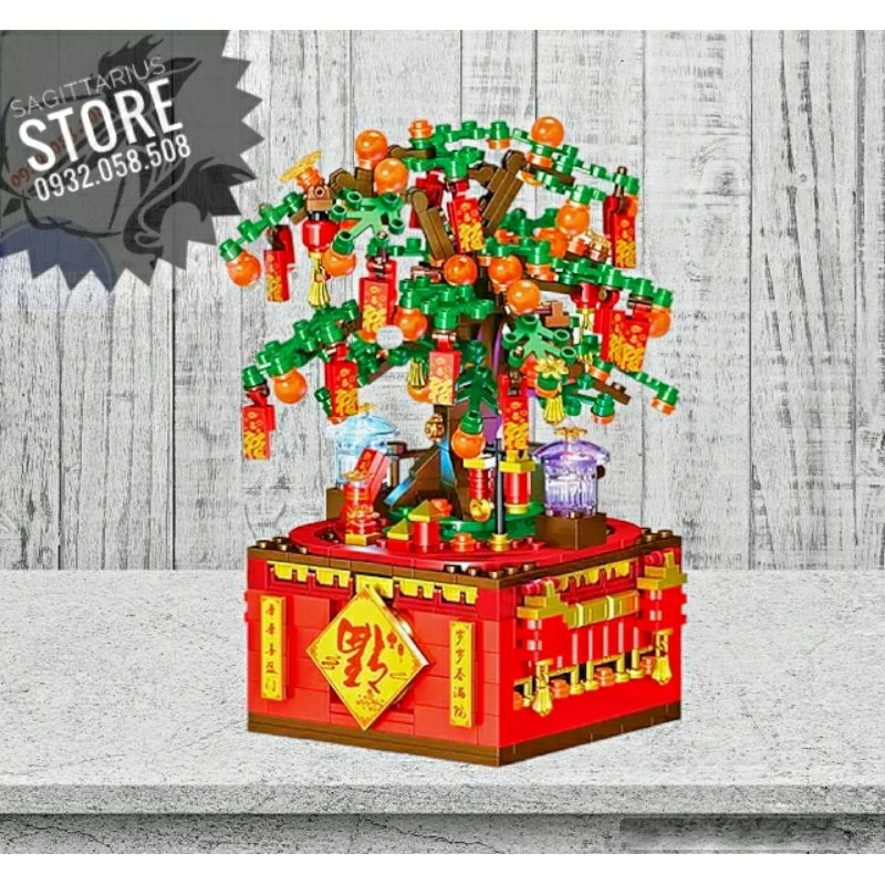 Bộ Xếp Hình QL0987 Lắp Ráp Music Box Cây Quất Tết