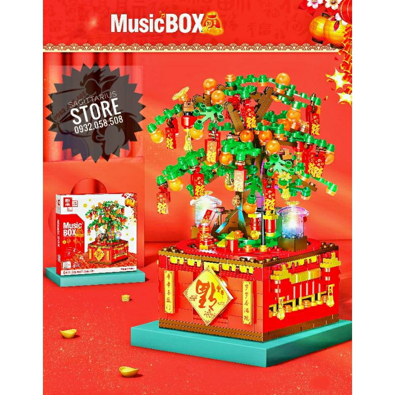 Bộ Xếp Hình QL0987 Lắp Ráp Music Box Cây Quất Tết
