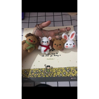 Móc khoá đôi bằng len cute ( hươu gấu , gấu thỏ )