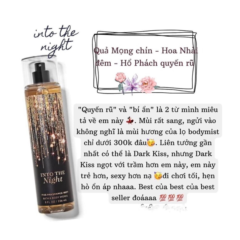Xịt Thơm Toàn Thân Body Mist Bath & Body Works Into The Night Fine Fragrance Mist 236ml