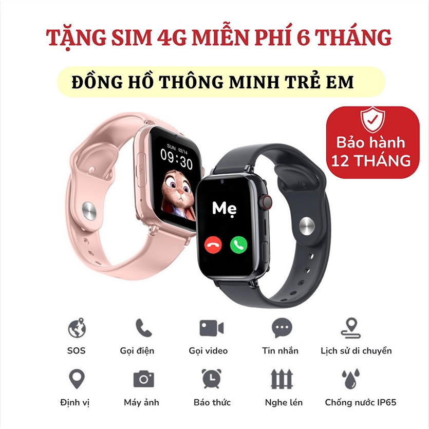 Đồng Hồ Thông Minh Trẻ Em Định Vị Lắp Sim Nghe Gọi Video Call Chống Nước Cho Bé - Hubert Watch Kid Bảo Hành 12 Tháng