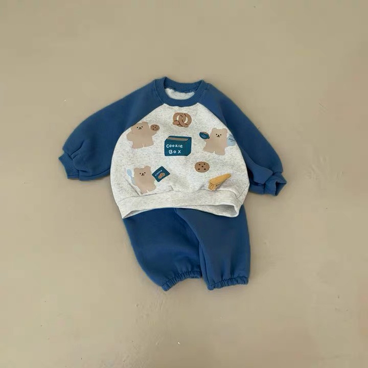 TE509 -Bộ áo+quần chất nỉ ép dày dặn cho bé trai bé gái hình hoạt hình dễ thương size 8-16kg