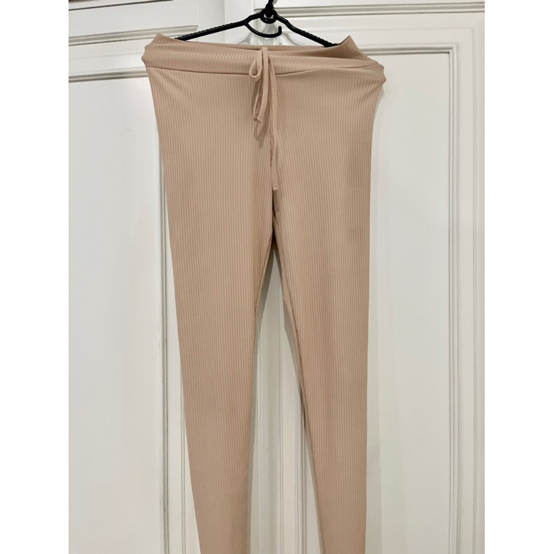 Set bộ thun gân tay dài quần dài nâu tây