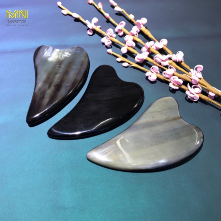 Dụng cụ massager sừng tim, kích thước 6,5-9,5cm, dày 4mm-1cm, massage da mặt,giảm quầng thâm bọng mắt, giảm sưng