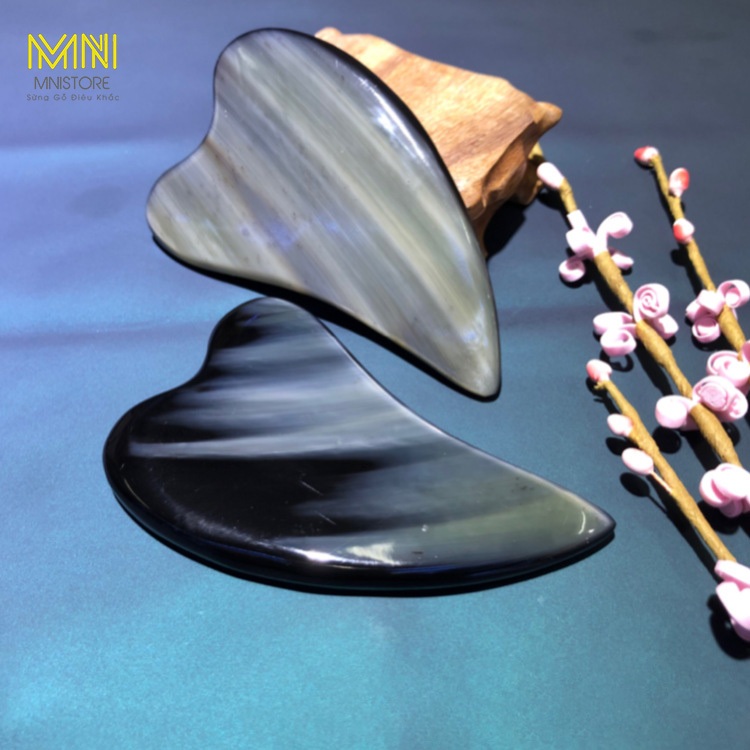 Dụng cụ massager sừng tim, kích thước 6,5-9,5cm, dày 4mm-1cm, massage da mặt,giảm quầng thâm bọng mắt, giảm sưng