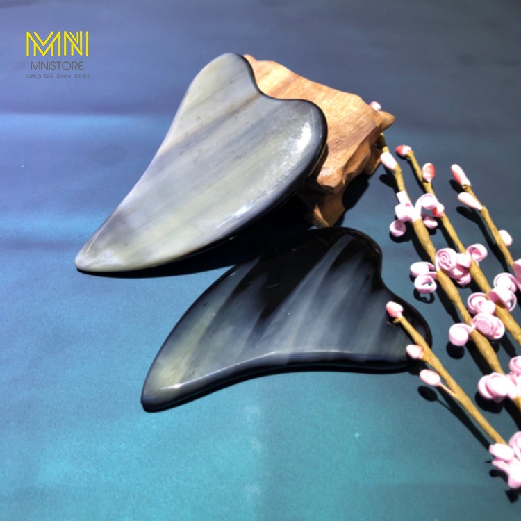 Dụng cụ massager sừng tim, kích thước 6,5-9,5cm, dày 4mm-1cm, massage da mặt,giảm quầng thâm bọng mắt, giảm sưng