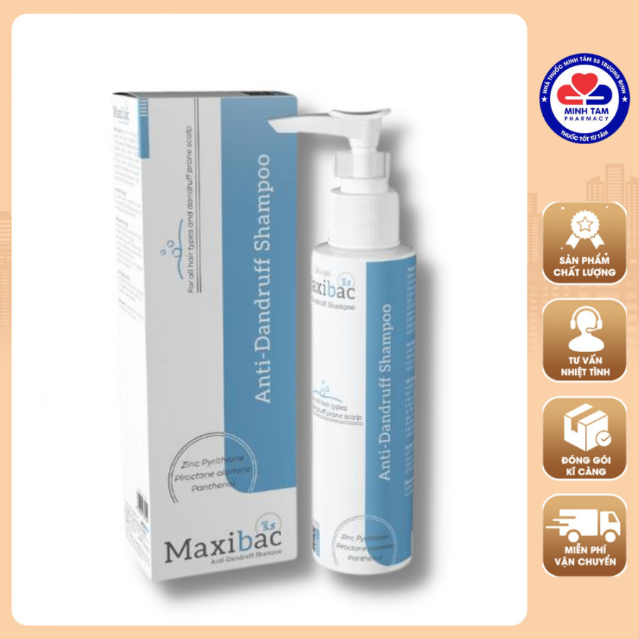 Dầu gội Maxibac pH5.5 chai 150ml - Giúp làm sạch gàu, nấm, bụi bẩn da đầu, hỗ trợ giảm tóc gãy rụng