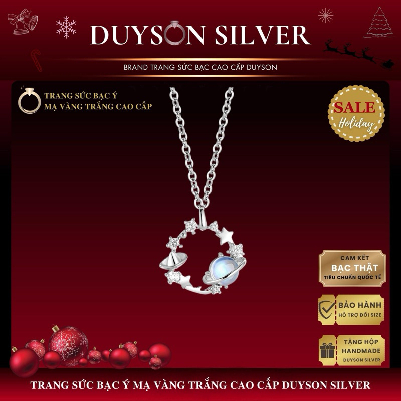 Dây chuyền bạc Ý Duyson Silver đính đá mặt trăng Moonstone, vòng cổ nữ ngân hà Galaxy [DCXK51]