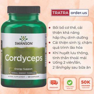 Viên uống Đông Trùng Hạ Thảo Cordyceps Swanson 120 viên bồi bổ sức khỏe