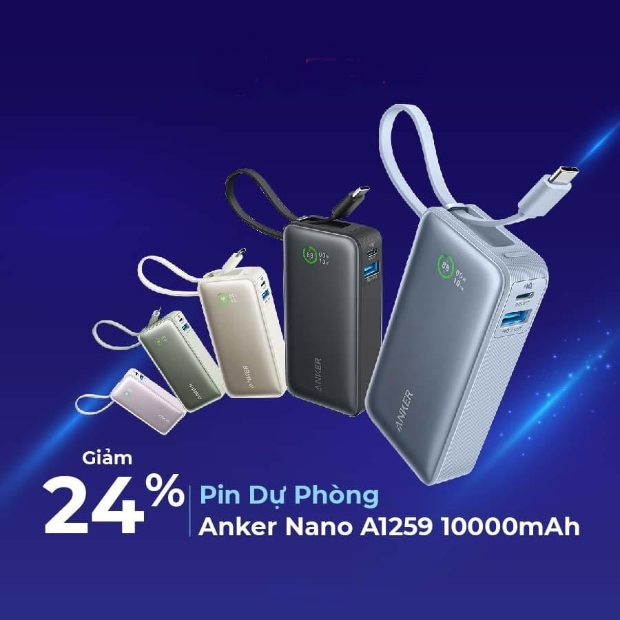 [GIAO HỎA TỐC] Sạc dự phòng Anker A1259 10000mAh 30W kèm cáp type C in/out, hỗ trợ PD PPS QC sạc nha