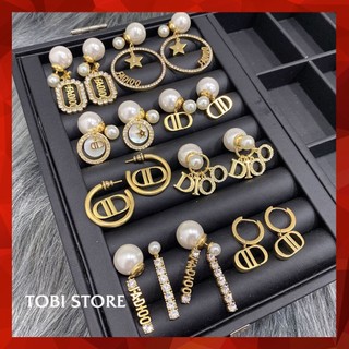 Khuyên tai nữ thương hiệu bông tai hãng mạ vàng ngọc trai nhân tạo hàng đẹp TOBI STORE