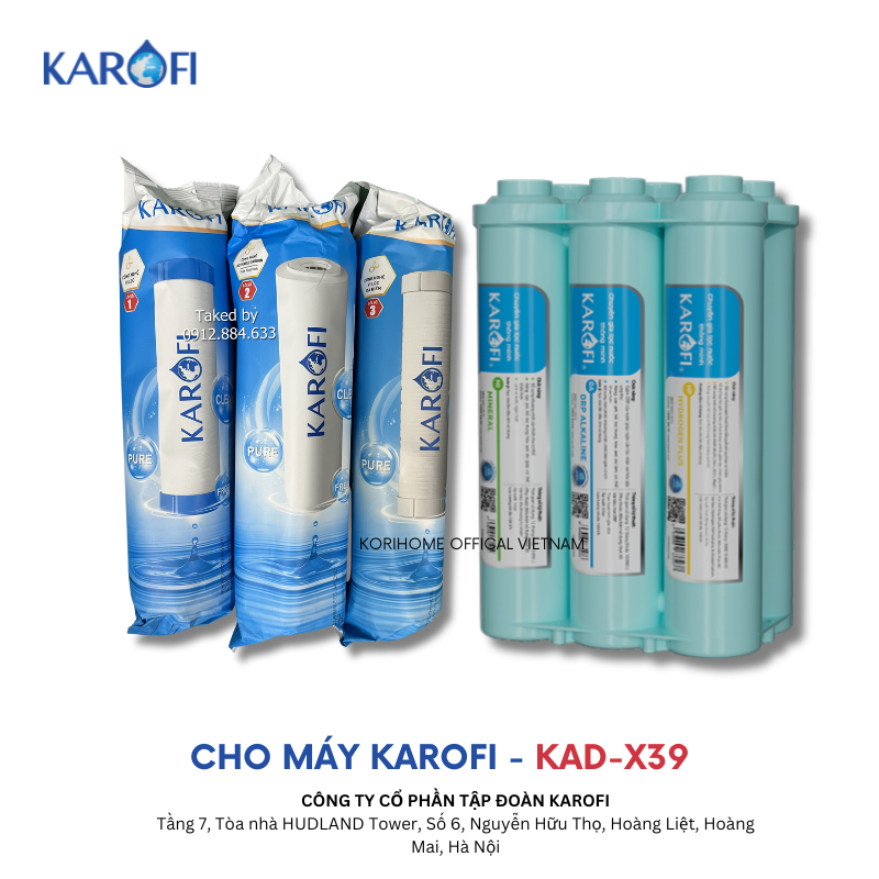 Combo 10 lõi lọc Karofi cho máy KAD-X39 KAD-D50 KAD-C55 dùng bộ 123 thường, RO Purifim, cụm HP6.2 Hàng chính hãng