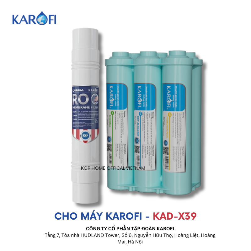 Combo 10 lõi lọc Karofi cho máy KAD-X39 KAD-D50 KAD-C55 dùng bộ 123 thường, RO Purifim, cụm HP6.2 Hàng chính hãng