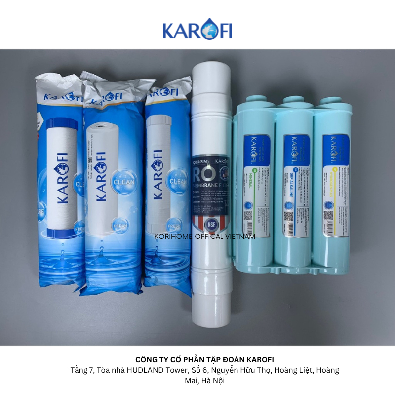 Combo 10 lõi lọc Karofi cho máy KAD-X39 KAD-D50 KAD-C55 dùng bộ 123 thường, RO Purifim, cụm HP6.2 Hàng chính hãng