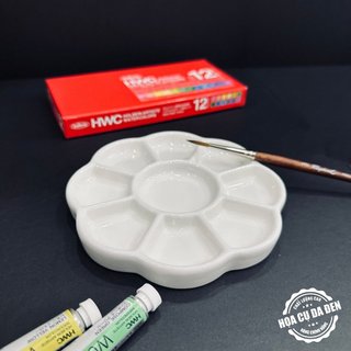 [DA ĐEN] Khay Pha Màu Hoa Mai Sứ - Palette Sứ Ceramic