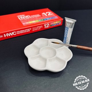 [DA ĐEN] Khay Pha Màu Hoa Mai Sứ - Palette Sứ Ceramic