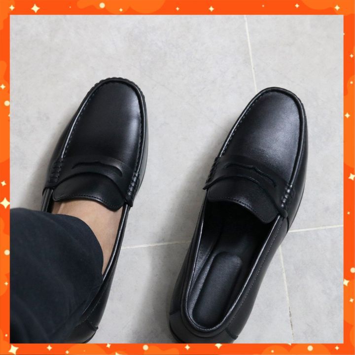 Giày Lười Nam Da Bò Thật Cao Cấp Đế Khâu Giày Da Nam Trung Niên Thời Trang Công Sở Kiểu Dáng Trẻ Trung Sang Trọng