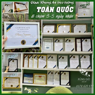 (Giao TOÀN QUỐC) Khung A4 viền nhỏ,MẶT MICA DÀY, KHUNG TREO TƯỜNG, để vừa giấy khen 21x30cm