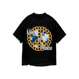 Áo thun in hình unisex nam nữ cotton cao cấp phong cách retro y2k live in peace màu đen trắng THS271123_32