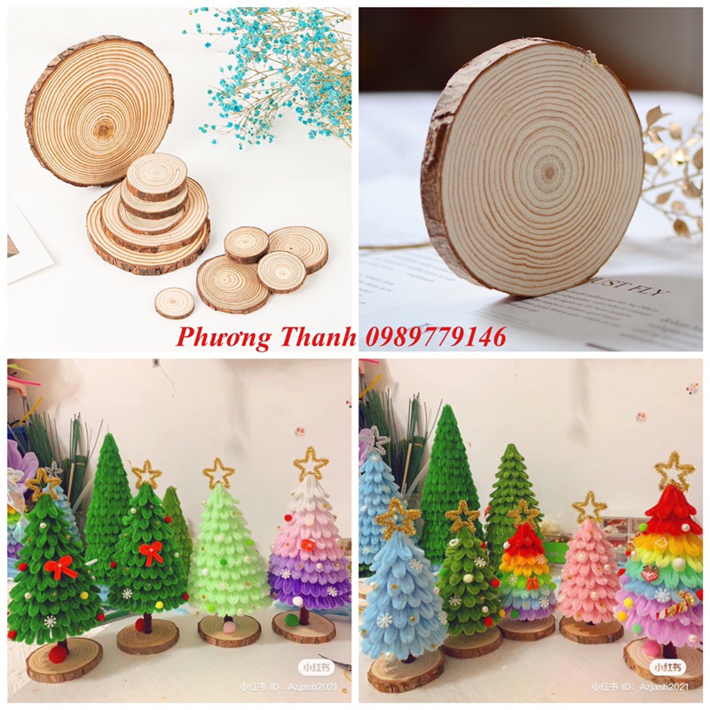1 lát gỗ tròn làm đế cây thông noen