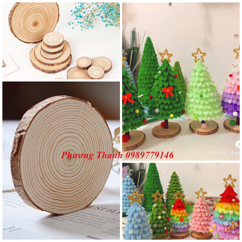 1 lát gỗ tròn làm đế cây thông noen