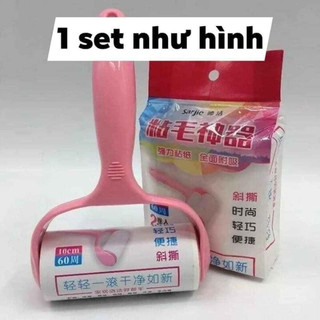 Cây lăn bụi quần áo kèm 2 lõi thay thế.