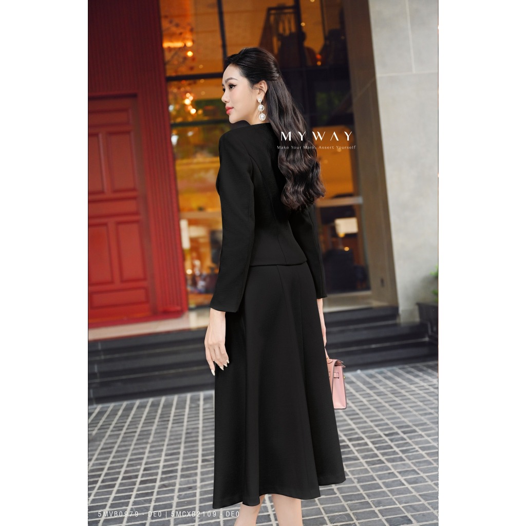 Set Áo Vest Chân Váy Nữ MY WAY Phối Ren Kết Hoa Sang Trọng 5MVB0979 -5MCXB2109