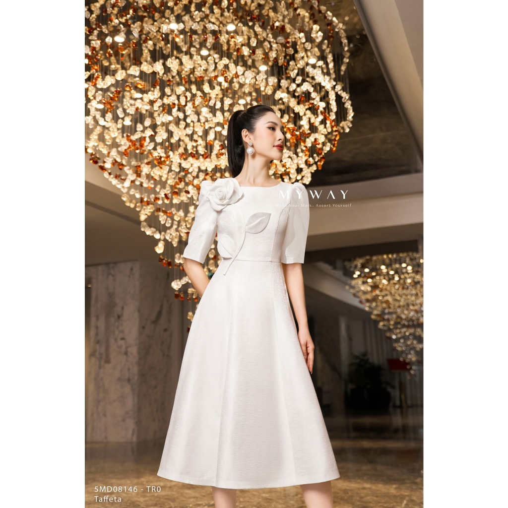Đầm Nữ Dự Tiệc MY WAY Đính Hoa Tay Lỡ Cao Cấp 5MD08146