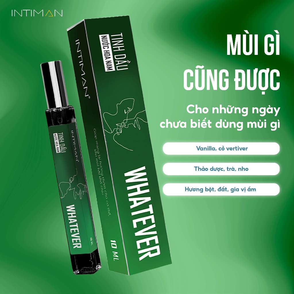 Tinh Dầu Nước Hoa Nam INTIMAN Whatever Hương Bí Ẩn, Nam Tính Dành Cho Người Đàn Ông Có Sức Hút Riêng 10ml