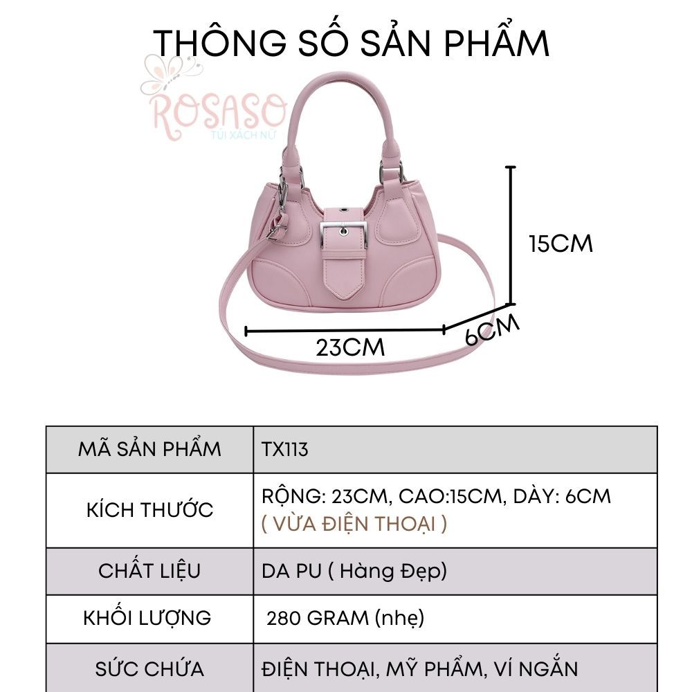 Túi xách nữ đeo chéo cầm tay đẹp đi làm đi chơi rộng da PU mẫu mới 2023 ROSASO TX113