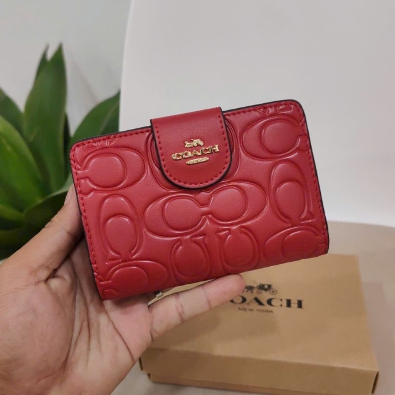 Ví Coac.h Medium Corner Zip Wallet With Signature Leather CM241 ✨cầm tay siêu sang