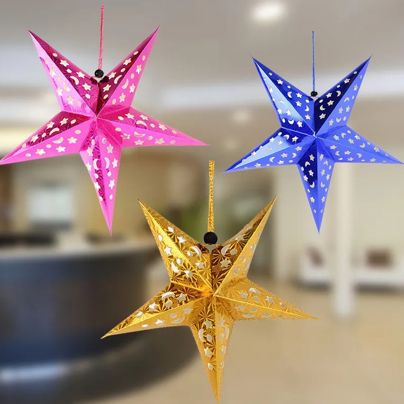 Sao Năm Cánh 3D Xếp Gấp Bằng Giấy Trang Trí Noel Giáng Sinh