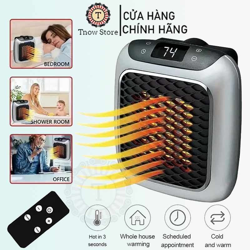 Máy sưởi mini gắn tường 🔥FREESHIP🔥 Quạt sưởi ấm có kèm điều khiển cắm điện trực tiếp
