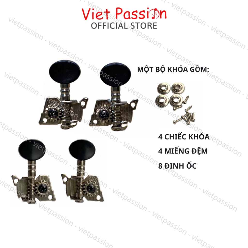 Khóa đàn Ukulele khóa vặn tai nhựa đen kèm ốc vít cao cấp Viet Passion HCM