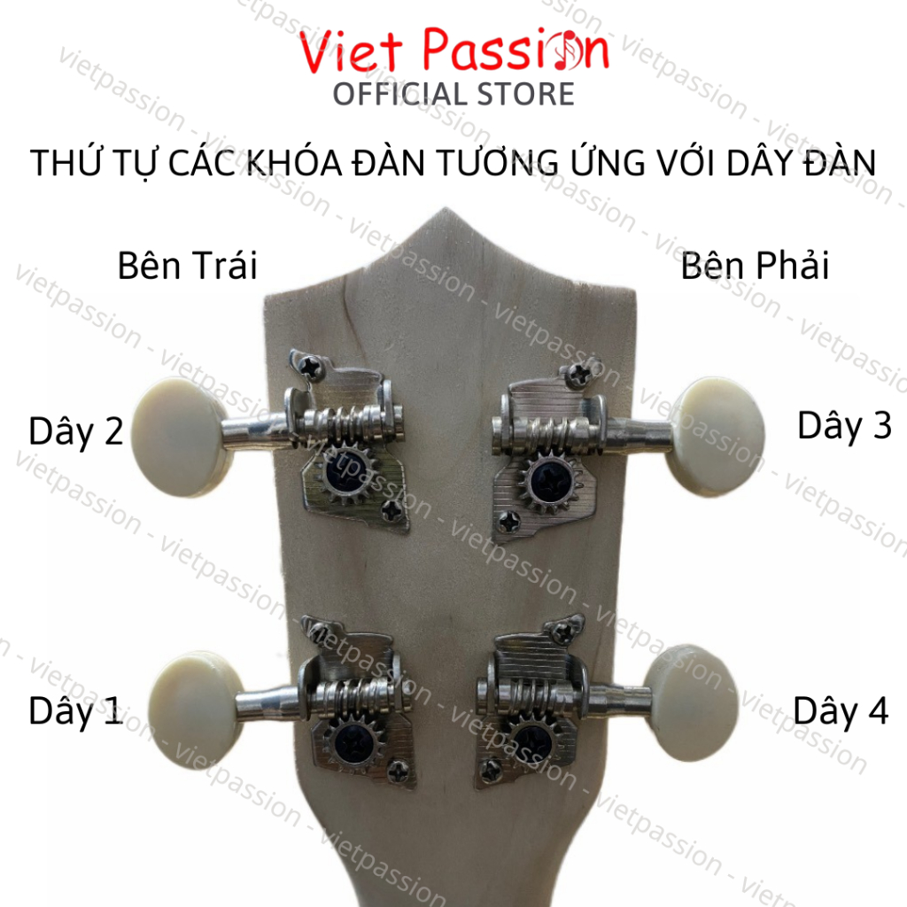Khóa đàn Ukulele khóa vặn tai nhựa đen kèm ốc vít cao cấp Viet Passion HCM