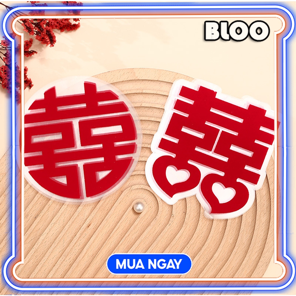 (11x11cm) Decal Chống Thấm Nước Dán Chữ Hỷ Trang Trí Phòng Cưới, Xe Hoa, Đám Cưới BLOO16