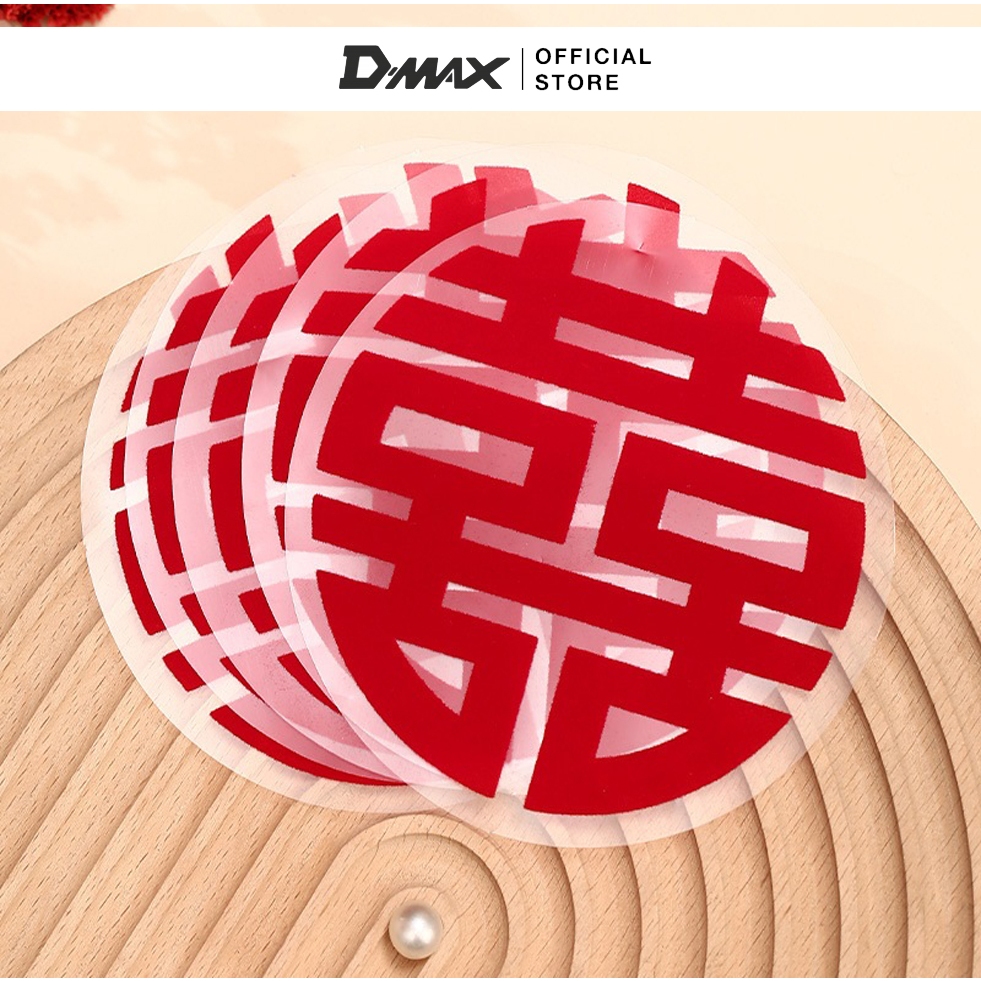 (11x11cm) Decal Chống Thấm Nước Dán Chữ Hỷ Trang Trí Phòng Cưới, Xe Hoa, Đám Cưới DMAX777